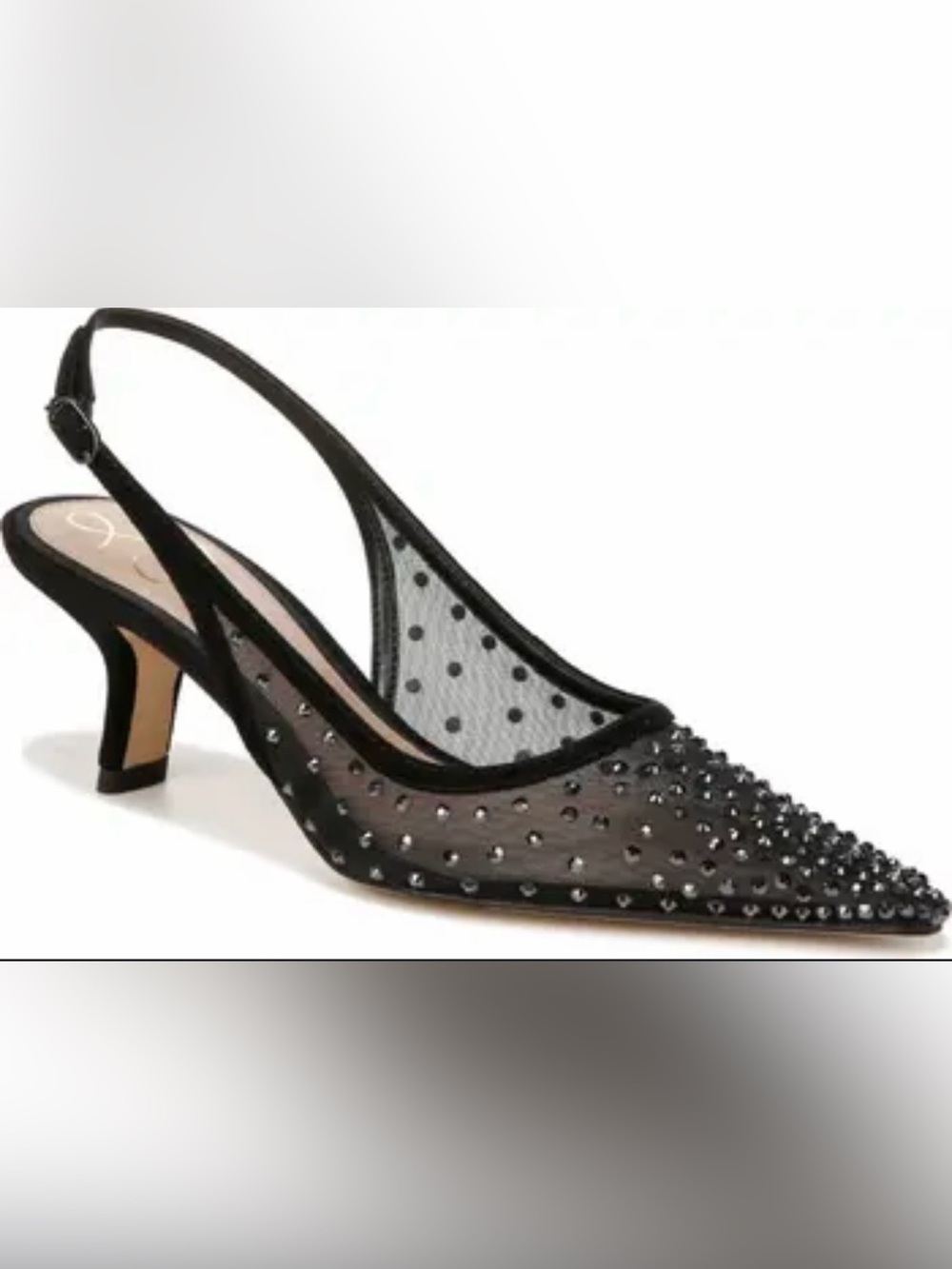Sam Edelman Black Bianka Mesh Slingback Pumps with Crystal Studs Heels Size: 9.5